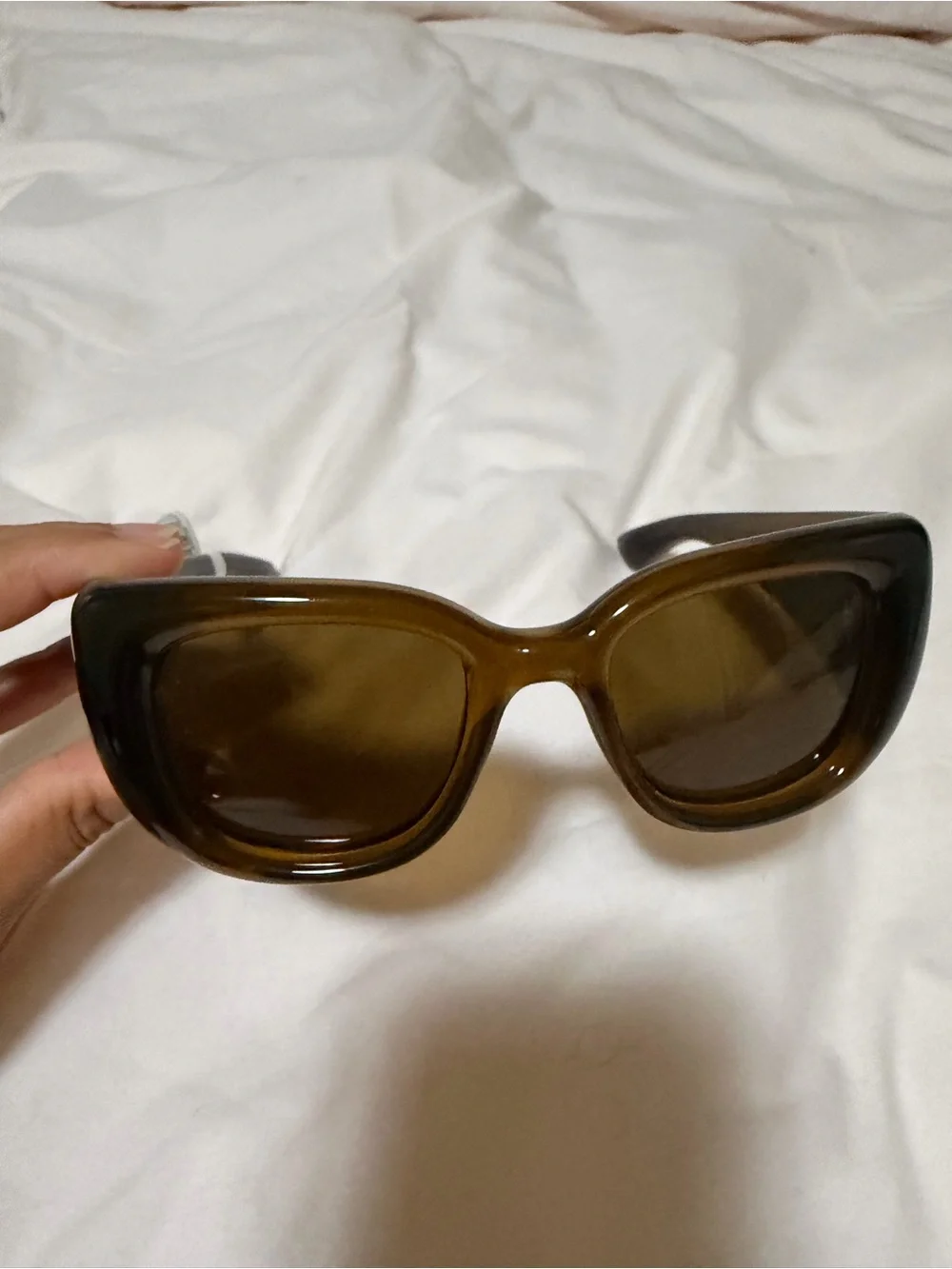 Suarez Olive Brown Cat-Eye Sunglasses